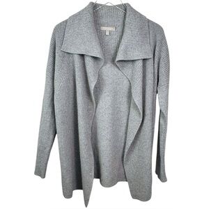 Banana Republic Cashmere Grey Open Front Waterfall Ribbed Grey Cardigan Sweater